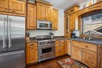 All updated stainless steel appliances and gas stove. 